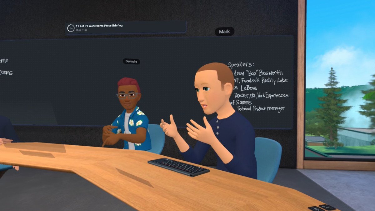 Screenshot of Horizon Workrooms, Facebook metaverse