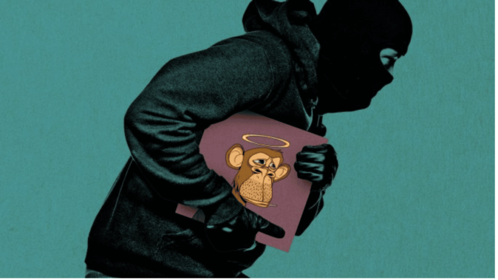Thief stealing a Bored Ape NFT image