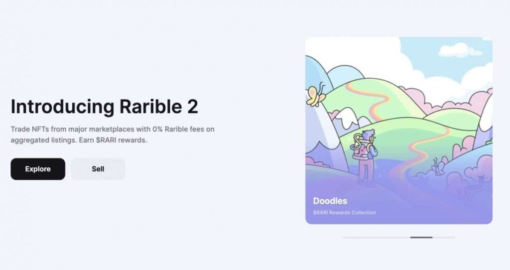 Rarible 2 marketplace homepage