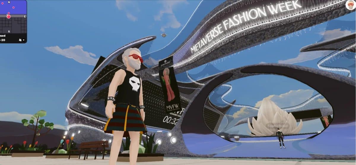 image of a digital avatar exploring the Metaverse Fashion Week